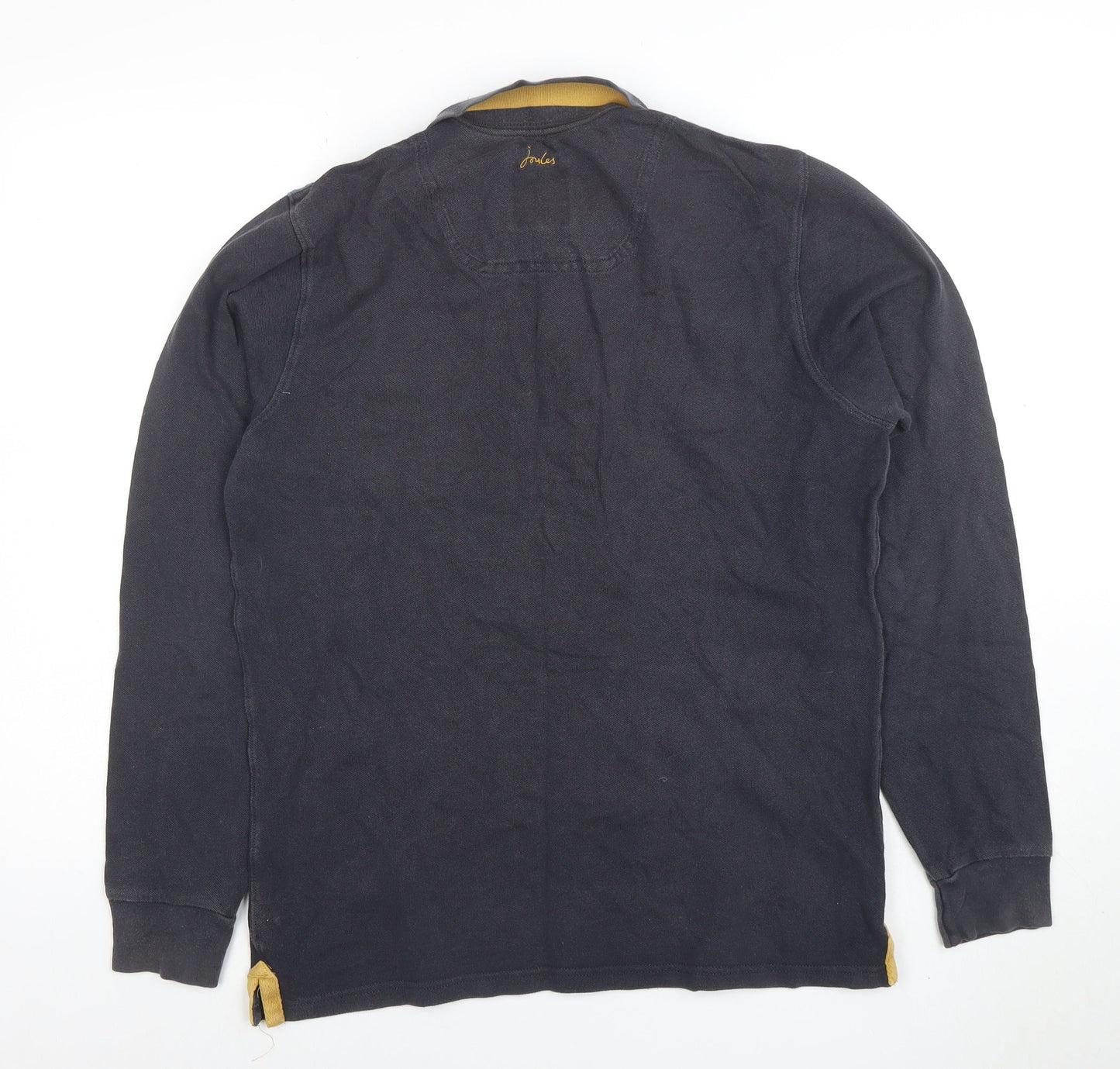 Joules Men’s Black Long Sleeve Polo Shirt S Classic Fit Cambridge Design