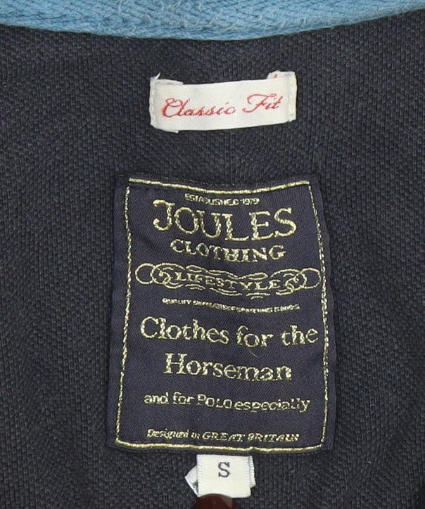 Joules Men’s Black Long Sleeve Polo Shirt S Classic Fit Cambridge Design