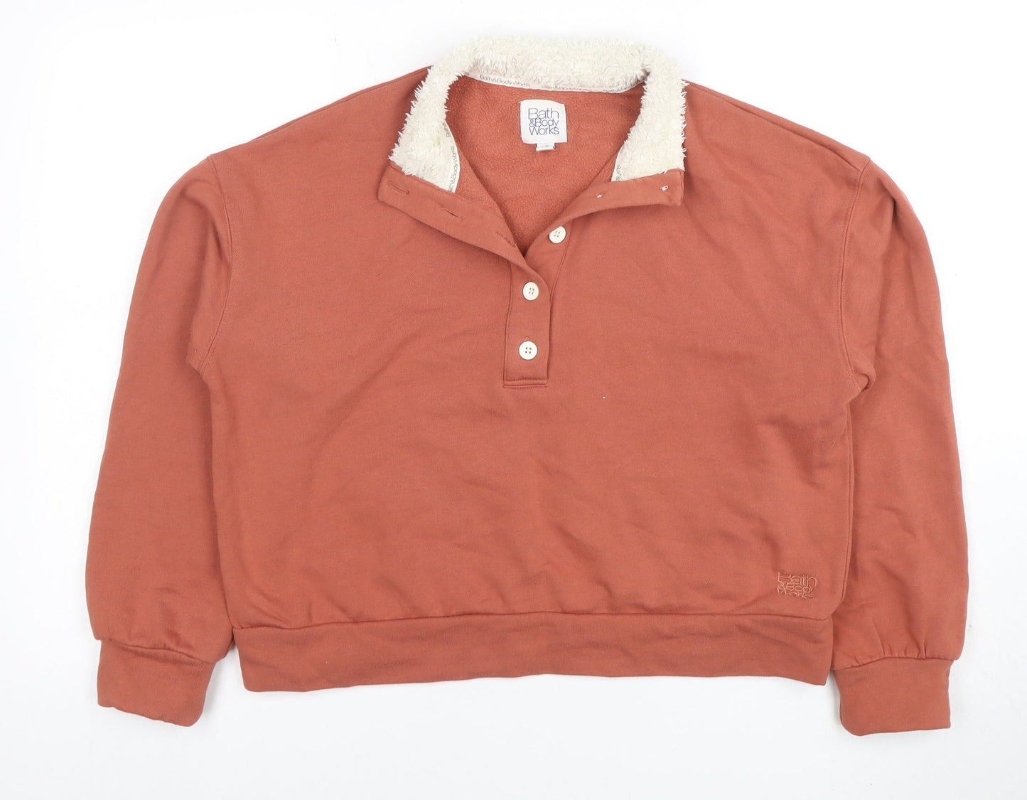 Bath & Body Works Women's Rust Henley Sweatshirt UK 12 Cotton Blend