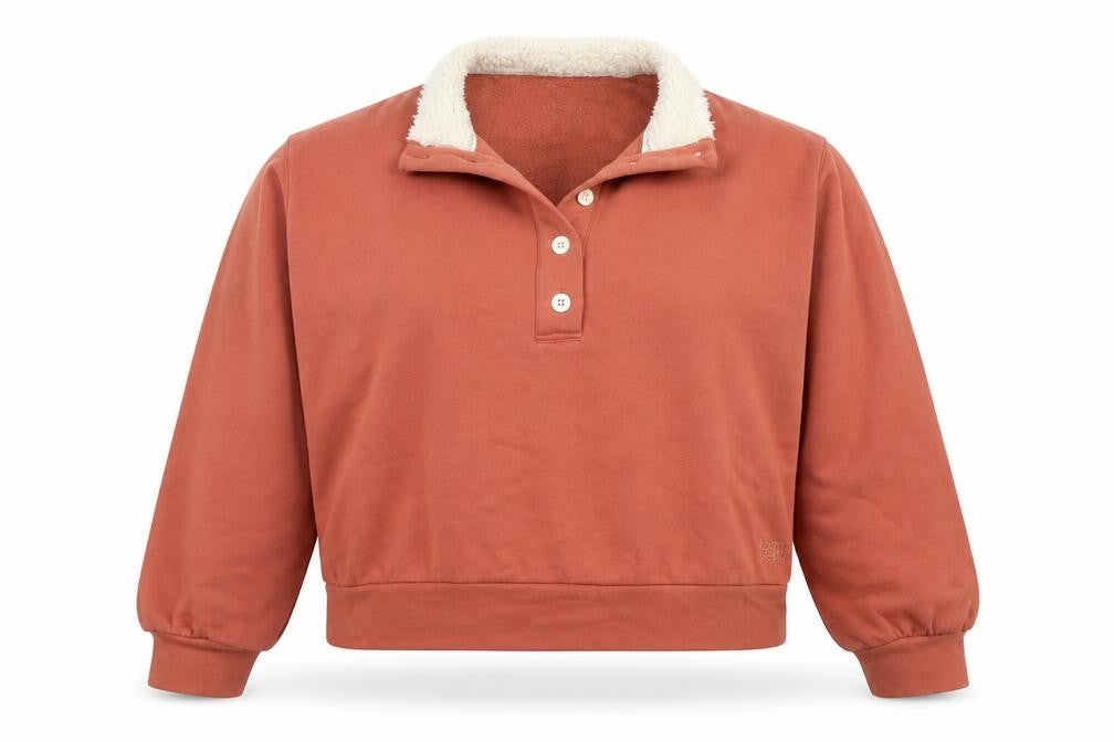 Bath & Body Works Women's Rust Henley Sweatshirt UK 12 Cotton Blend