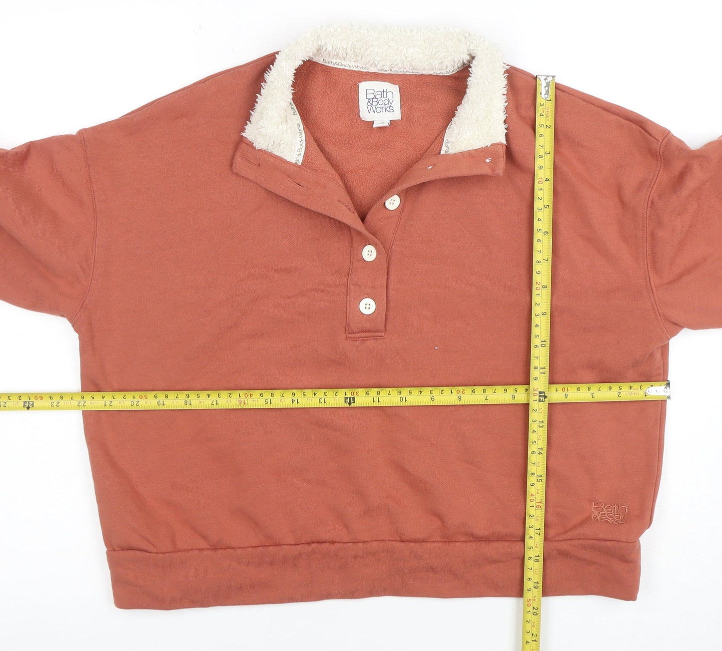 Bath & Body Works Women's Rust Henley Sweatshirt UK 12 Cotton Blend
