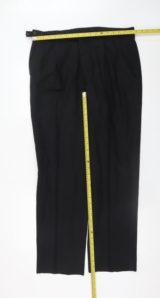Marks & Spencer Men’s Black Pleated Dress Pants 36W 31L Wool Blend