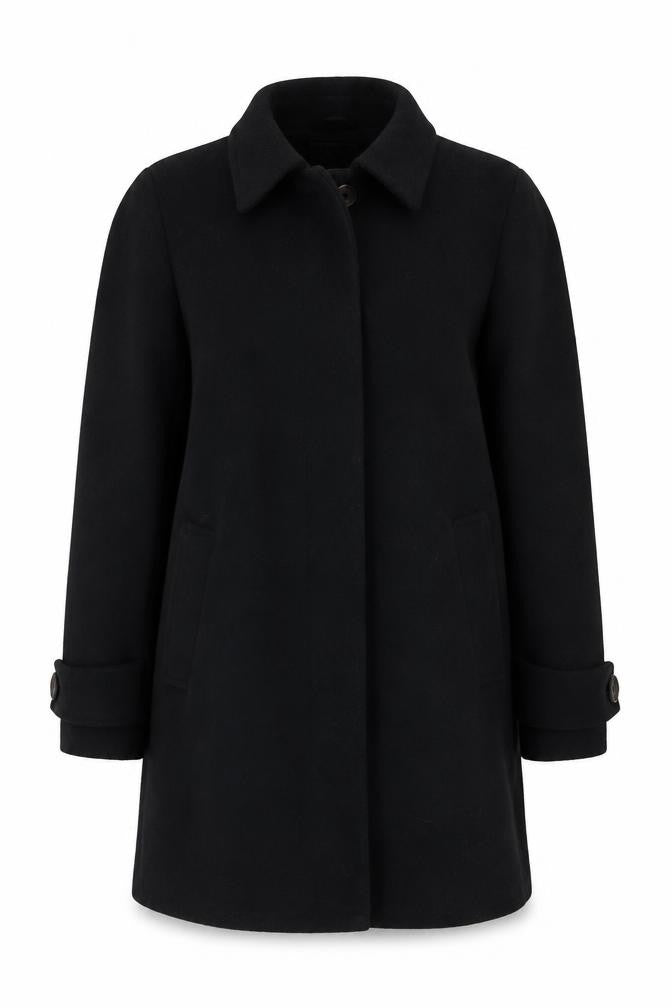 Marks & Spencer Women's Black Wool Blend Mid-Length Overcoat Size 6