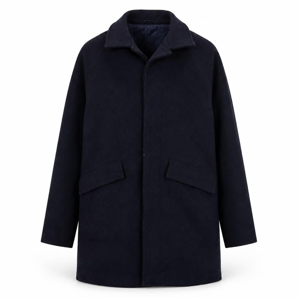 Albam Utility Women's Black Wool Blend Mid-Length Overcoat M
