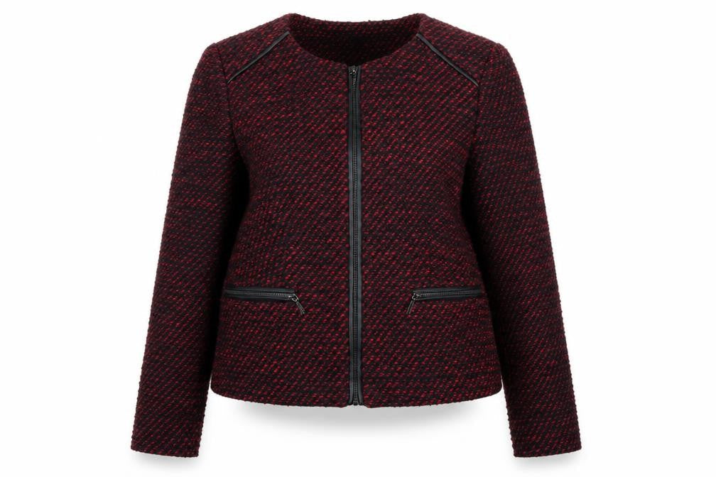 Marks & Spencer Women Red Tweed Zip Jacket Size 12