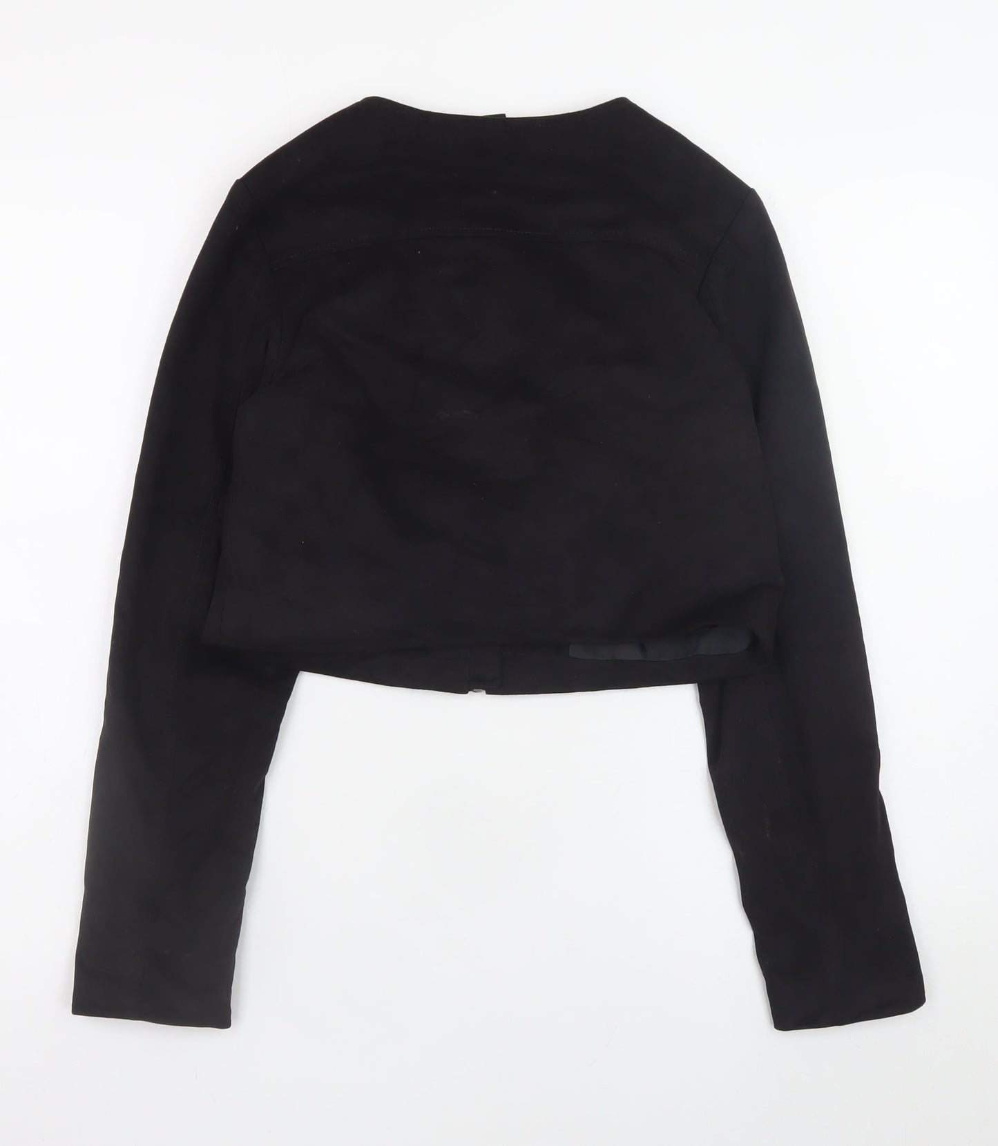 Forever 21 Womens Black Cropped Fringe Suede Bomber Jacket Size S