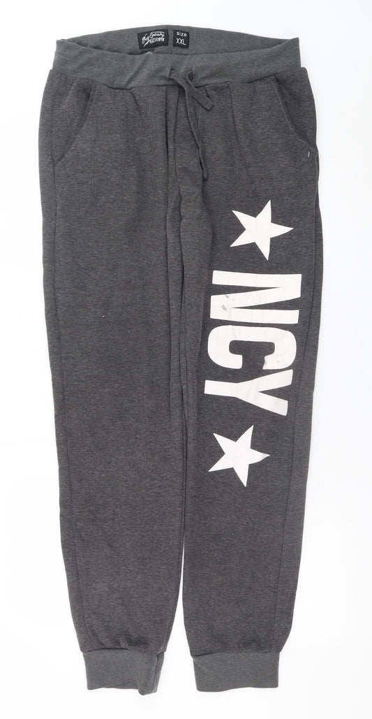 Ncy Industry Women's Grey Jogger Trousers 2XL Elastic Waist