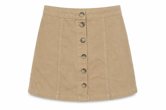 New Look Women Beige Cotton Denim A-Line Button Skirt UK 12