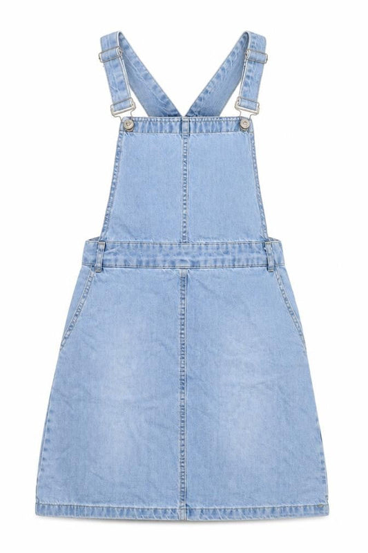 New Look Women Blue Denim Pinafore Dress Size 8 Casual Style