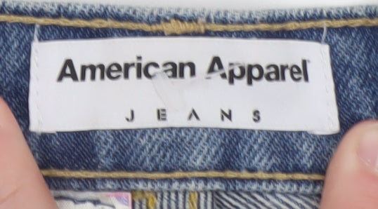 American Apparel Women Blue Denim Star Print High Waist Shorts Size 10