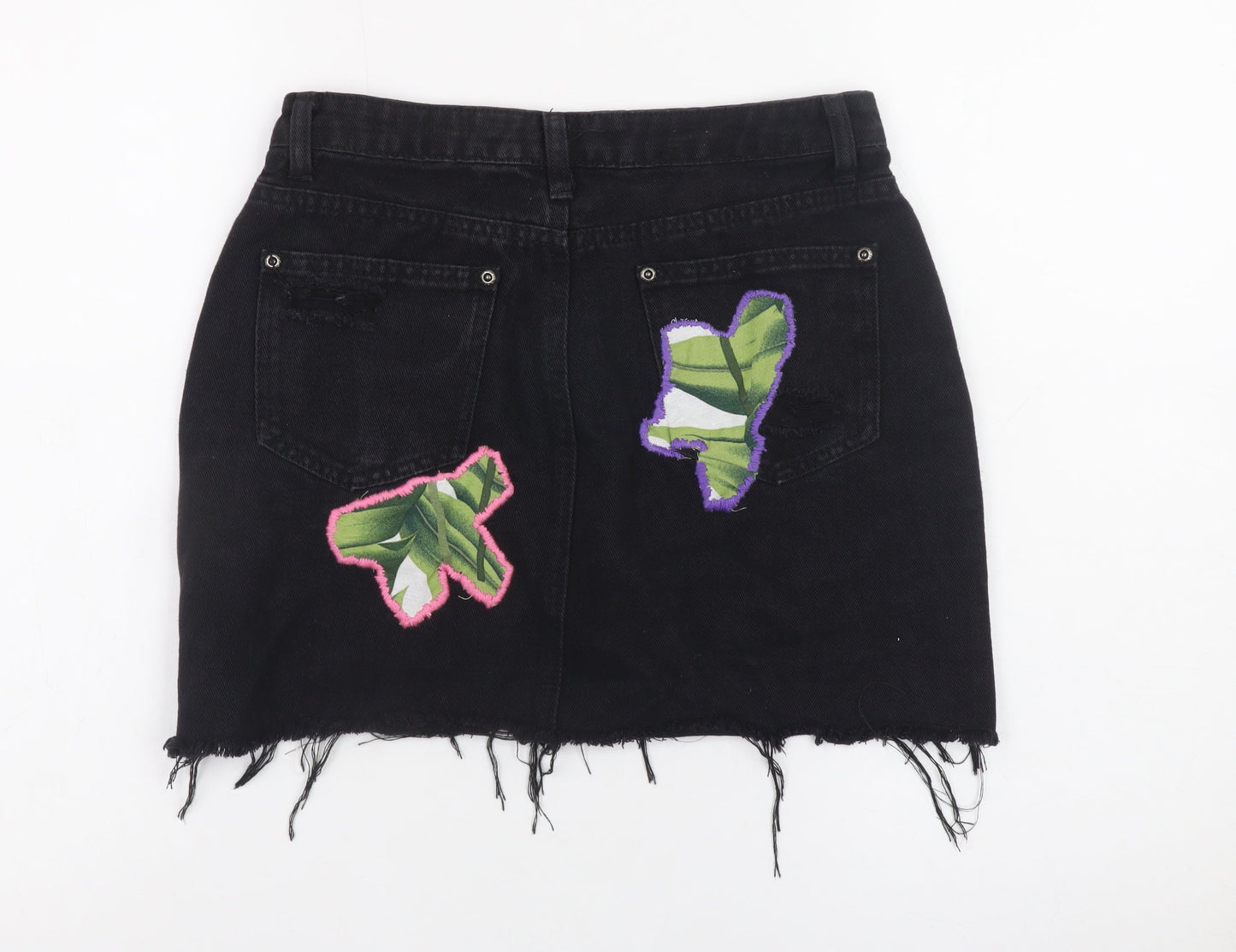 Boohoo Blue Women's Black Size 8 Distressed Denim Mini Skirt
