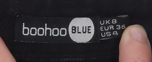 Boohoo Blue Women's Black Size 8 Distressed Denim Mini Skirt