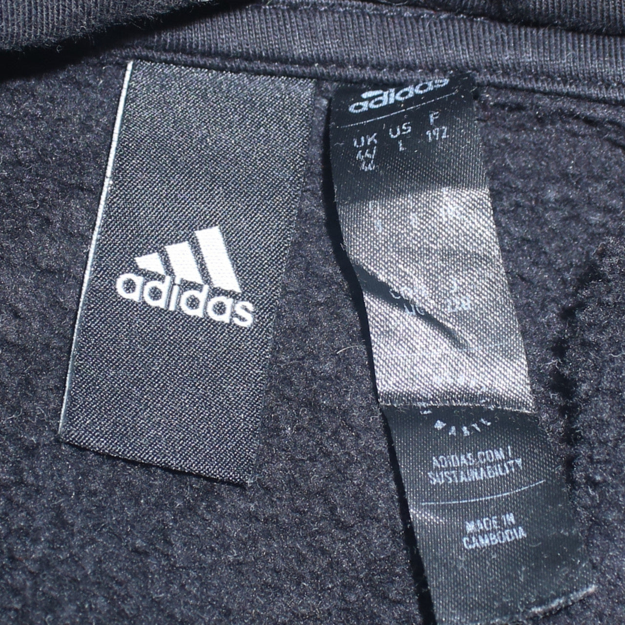 Adidas Men Black L Pullover Hoodie Logo Fleece Sweatshirt