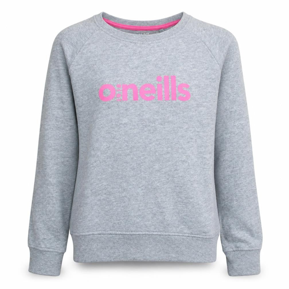 O'Neills Girls Grey Pullover Sweatshirt 9-10 Years Logo Crew Neck