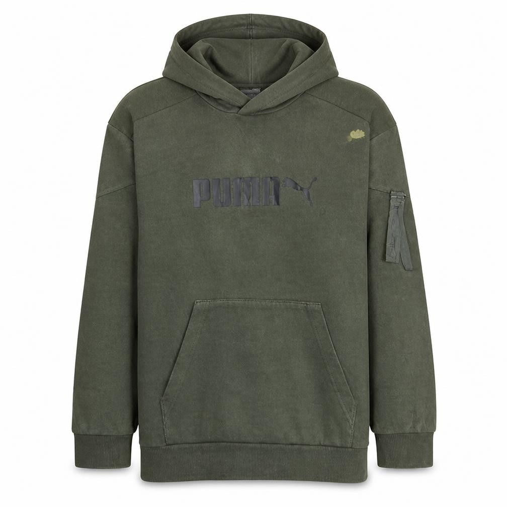 Puma Men's Green Pullover Hoodie M Fleece Logo Sportswear