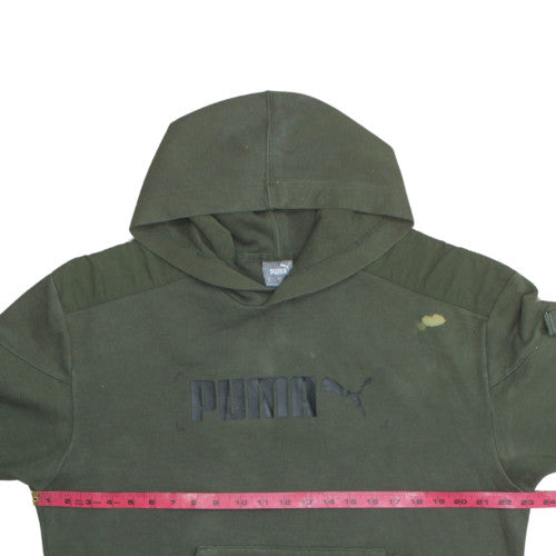 Puma Men's Green Pullover Hoodie M Fleece Logo Sportswear
