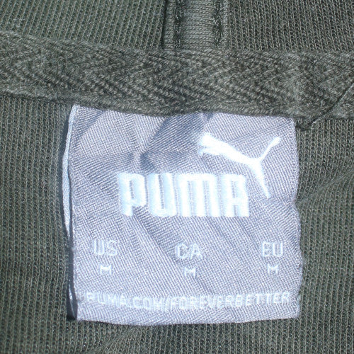 Puma Men's Green Pullover Hoodie M Fleece Logo Sportswear