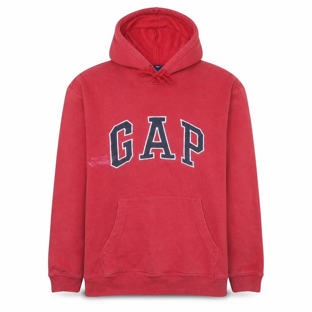 Gap Mens Red Pullover Hoodie L Hooded Fleece Sweatshirt