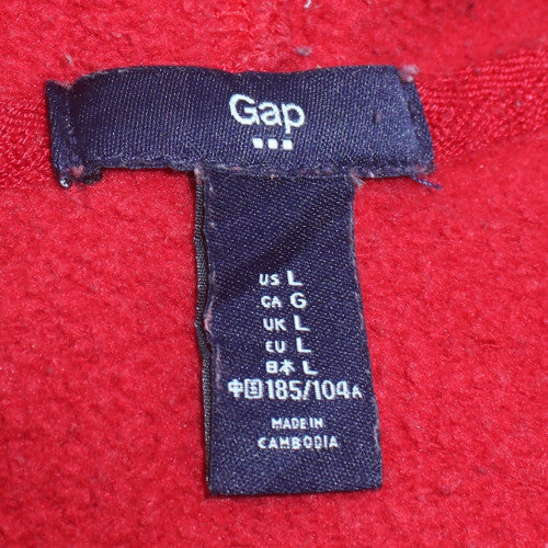 GAP Mens Red Pullover Hoodie L Hooded Fleece Sweatshirt