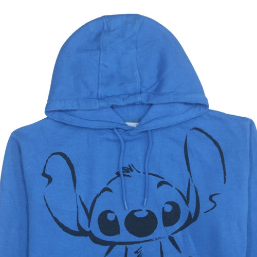 Disney Women Blue Stitch Hoodie Pullover Size 10 Cotton Blend