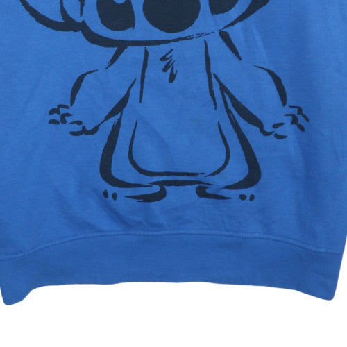 Disney Women Blue Stitch Hoodie Pullover Size 10 Cotton Blend