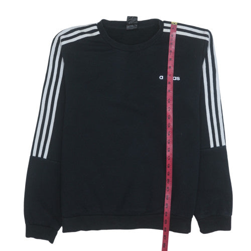 Adidas Women Black Crew Neck Pullover Sweatshirt L with Stripes