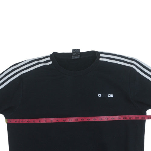 Adidas Women Black Crew Neck Pullover Sweatshirt L with Stripes