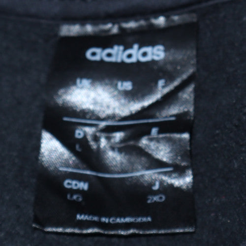 Adidas Women Black Crew Neck Pullover Sweatshirt L with Stripes