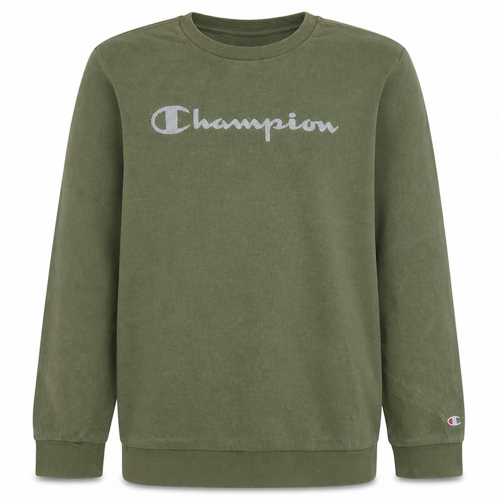 Front view of Champion boys’ khaki green xl 13-14 years crew neck sweatshirt