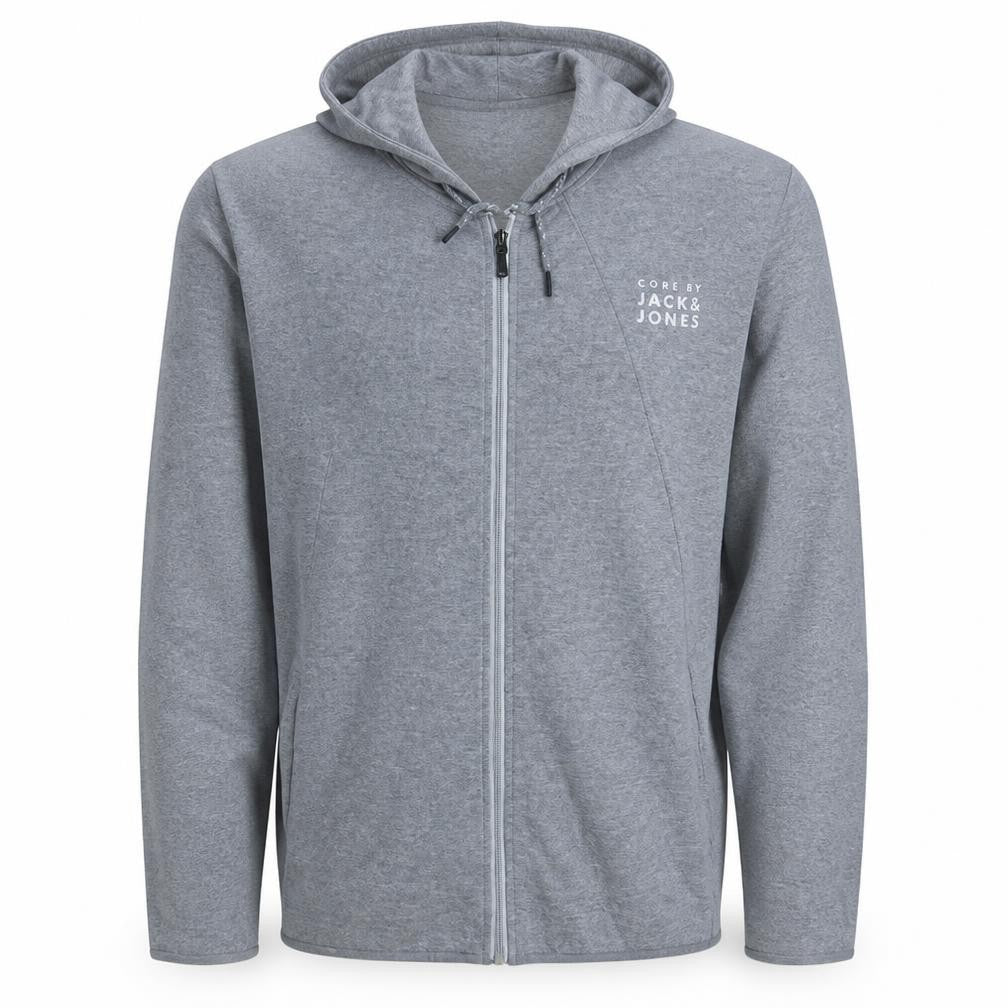 Jack & Jones Men's Grey Full Zip Hoodie XL Regular Fit