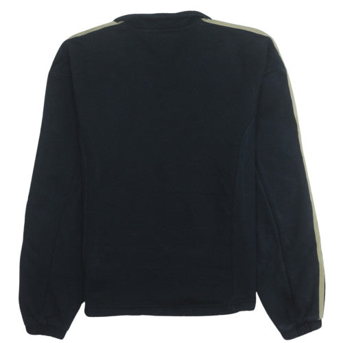 Adidas Womens Black 1/4 Zip Sweatshirt Size 14 Gold Stripe Logo Fleece
