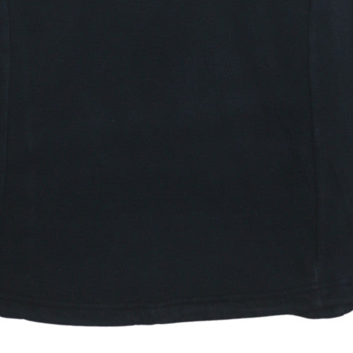 Adidas Womens Black 1/4 Zip Sweatshirt Size 14 Gold Stripe Logo Fleece