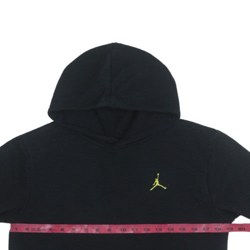 Jordan Boys Black Pullover Hoodie Sweatshirt Size 12 Years Yellow Logo