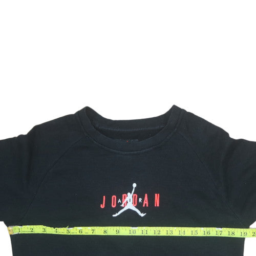 Jordan Boys Black 15-16 Years Pullover Sweatshirt with Logo Embroidery