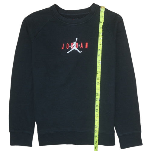 Jordan Boys Black 15-16 Years Pullover Sweatshirt with Logo Embroidery