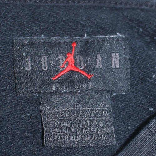Jordan Boys Black 15-16 Years Pullover Sweatshirt with Logo Embroidery