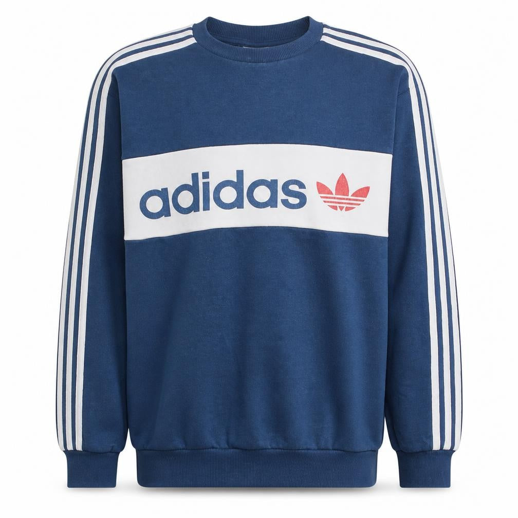 Adidas Men's Blue Small Pullover Sweatshirt Crew Neck Retro Logo