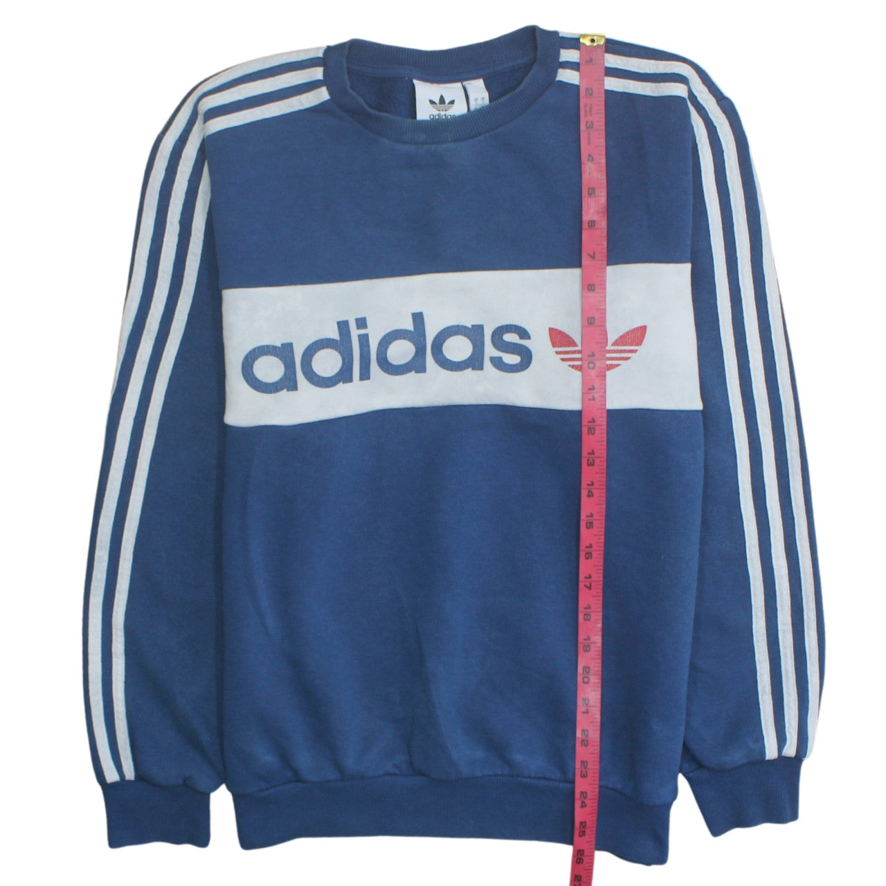 Adidas Men's Blue Small Pullover Sweatshirt Crew Neck Retro Logo