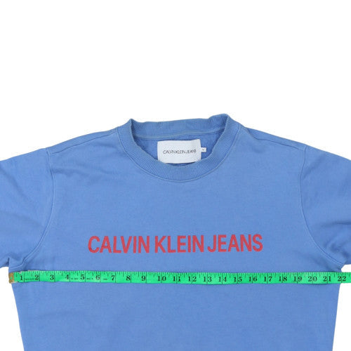 Calvin Klein Jeans Men's Blue Logo Cotton Crew Neck Sweatshirt M