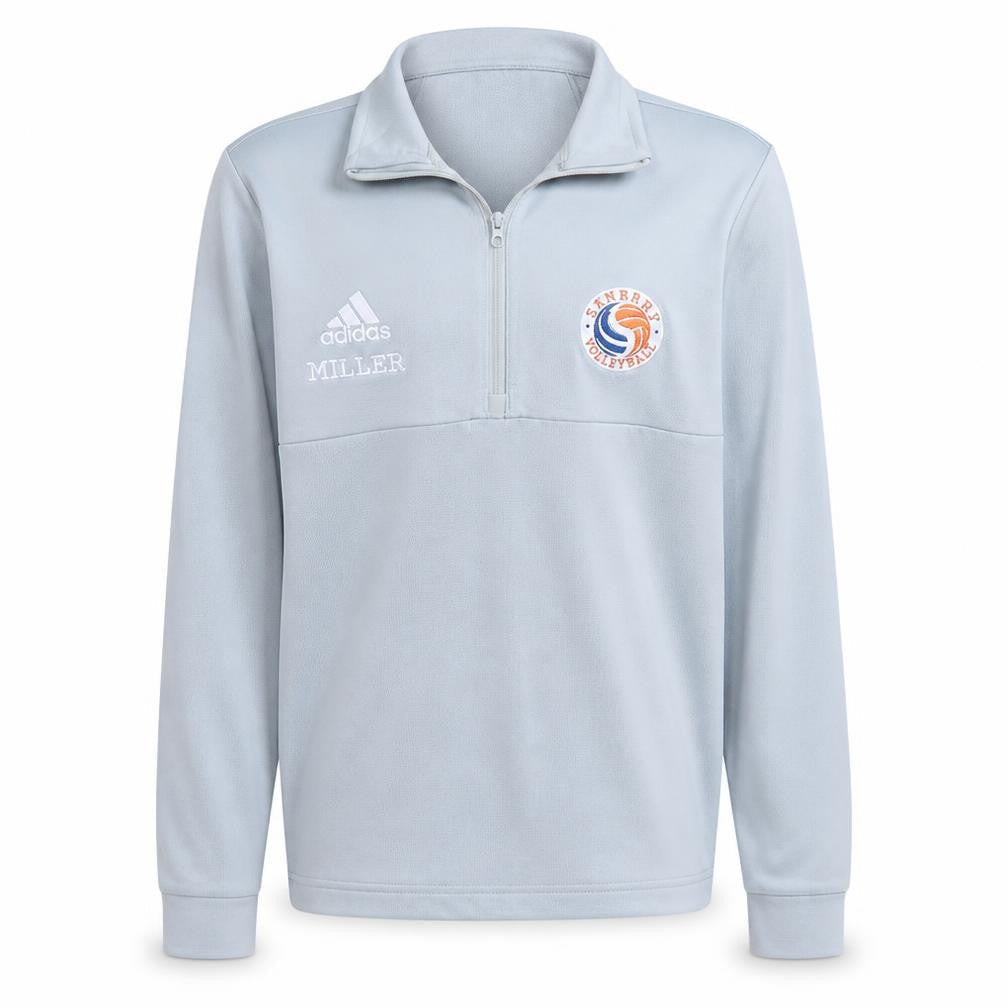 Front view of Adidas Men Grey Fleece 1/4 Zip Pullover Sweatshirt M Volleyball