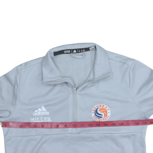 Adidas Men Grey Fleece 1/4 Zip Pullover Sweatshirt M Volleyball