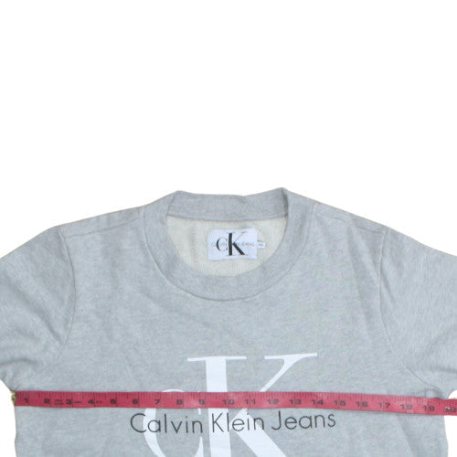 Calvin Klein Jeans Men's Grey Logo Sweatshirt M Crew Neck Pullover