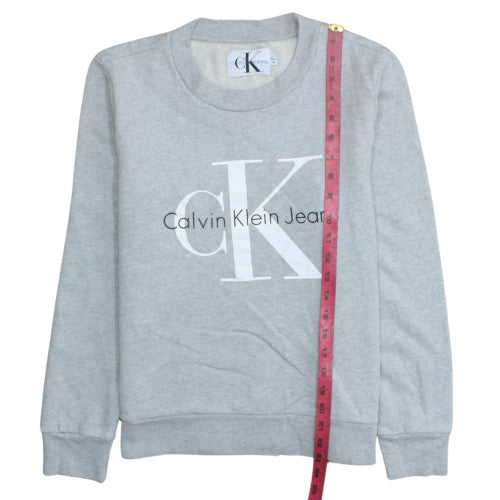 Calvin Klein Jeans Men's Grey Logo Sweatshirt M Crew Neck Pullover