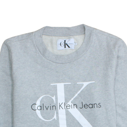 Calvin Klein Jeans Men's Grey Logo Sweatshirt M Crew Neck Pullover