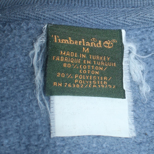 Timberland Men Blue Pullover Sweatshirt M Embroidered Logo Crew Neck