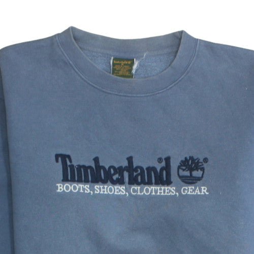 Timberland Men Blue Pullover Sweatshirt M Embroidered Logo Crew Neck
