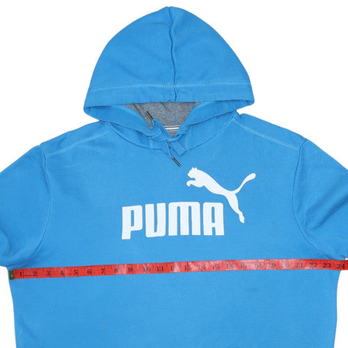 Puma Men's Blue Pullover Hoodie L Graphic Logo Fleece Sportswear