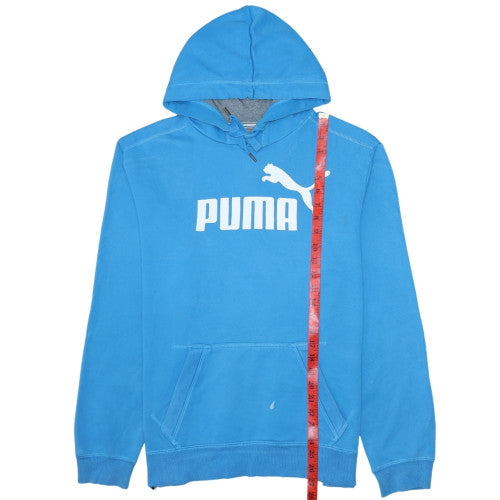 Puma Men's Blue Pullover Hoodie L Graphic Logo Fleece Sportswear