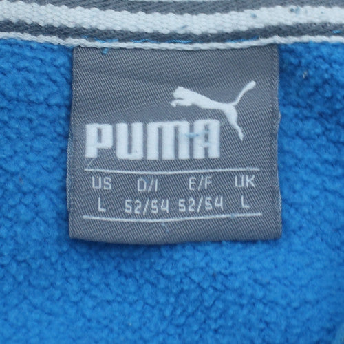 Puma Men's Blue Pullover Hoodie L Graphic Logo Fleece Sportswear