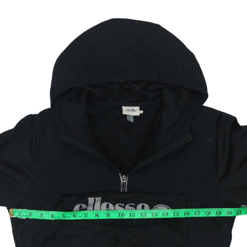 Ellesse Men's Black 1/2 Zip Hooded Sweatshirt Size M Lightweight Logo
